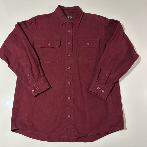 Red Head Heavyweight Shirt Men’s Large Maroon Brushed Cotton Classic Casual - Picture 3 of 11